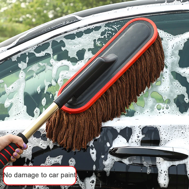 Car Dust Brush Multi-Functional Microfiber Cleaning Brushes Duster Mop Auto Duster Was Car Home Care with Extendable Handle