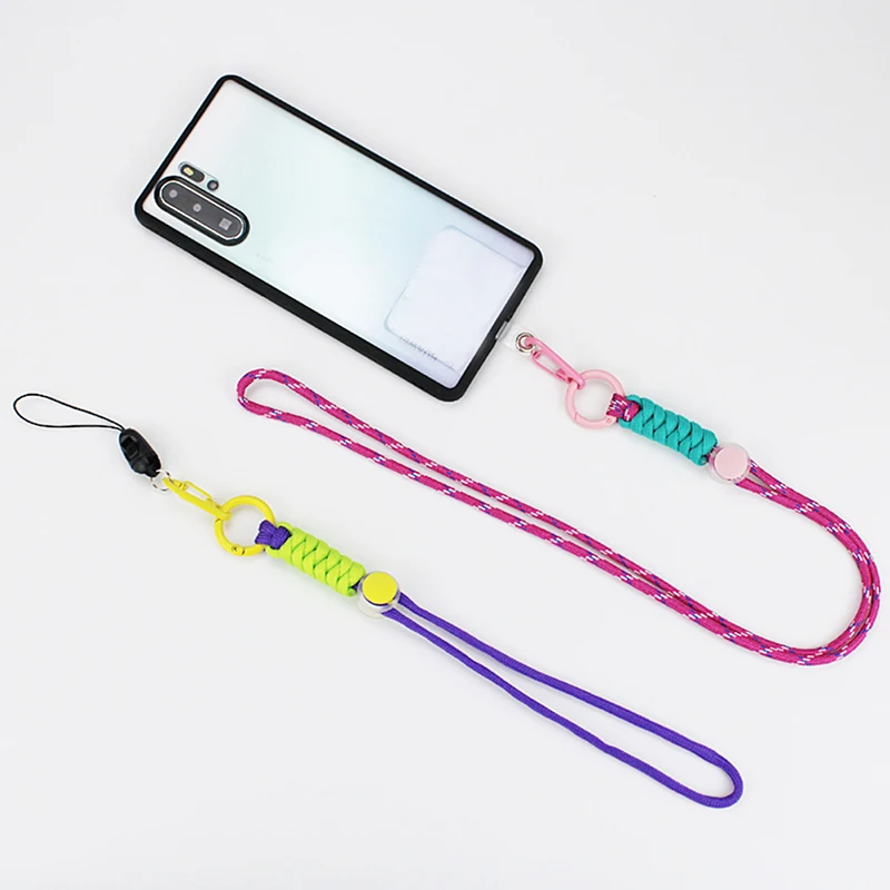 Adjustable Short Strap Lanyard Mobile Phone Lanyard  Anti-Lost Lanyard Multifunctional Knitting BicolorAnti-Lost  Wrist Straps