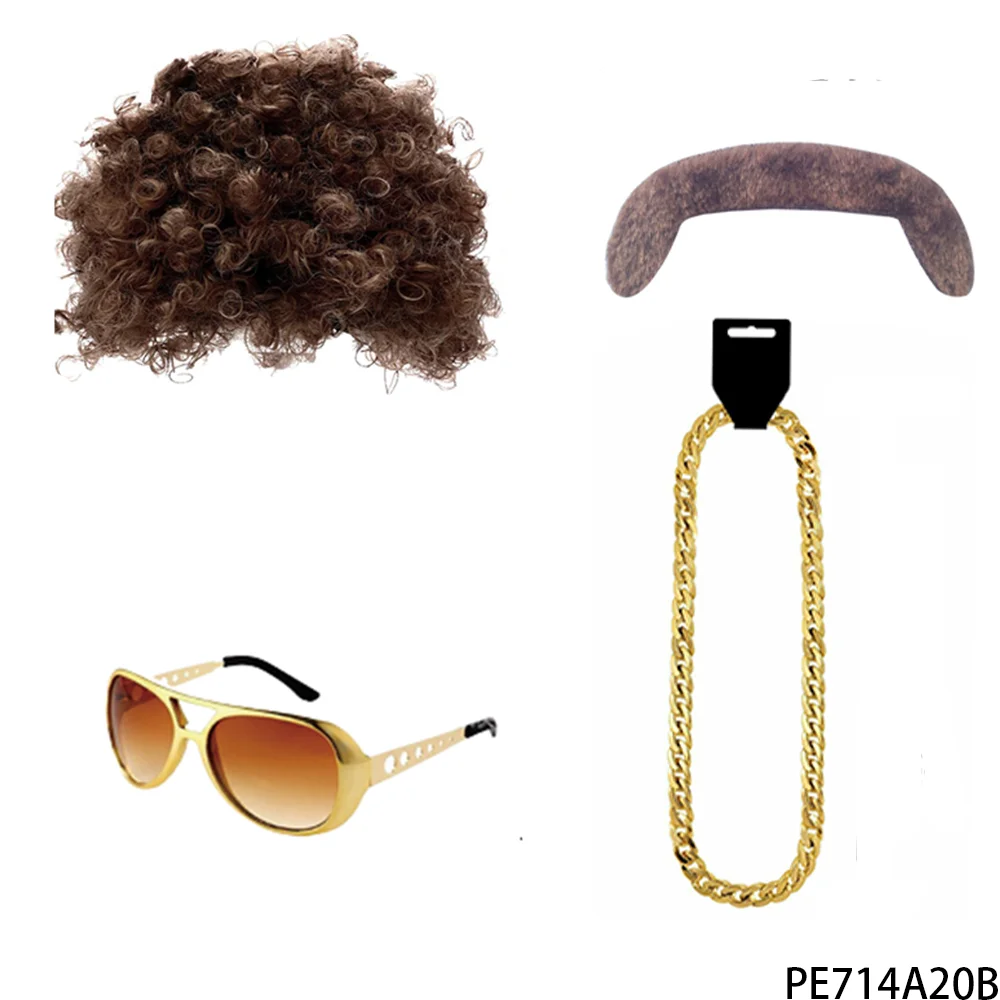 

PESENAR A 4-piece Disco Wig Clothing Set From The 1970s and 1980s