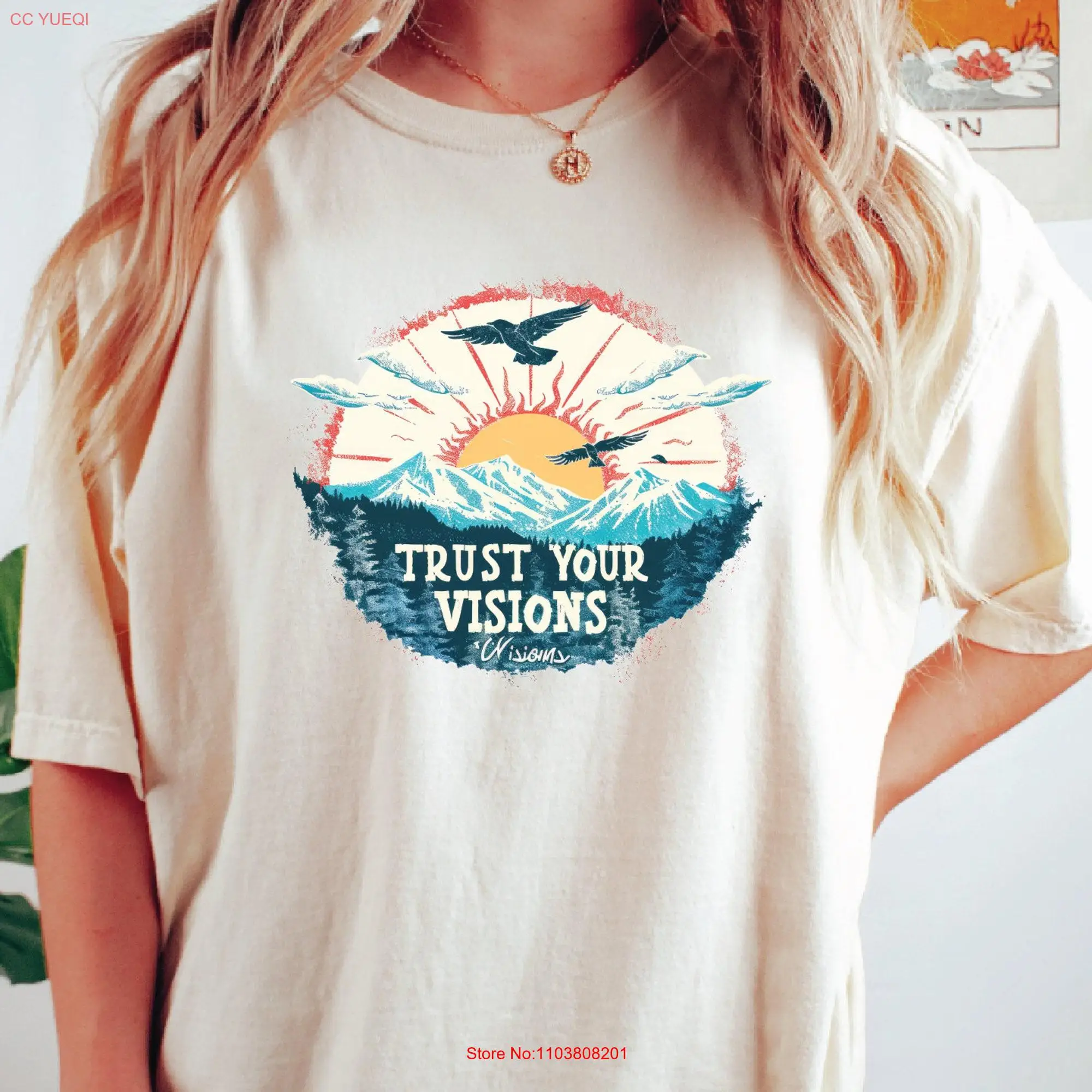 Женская футболка с длинным или коротким рукавом, с надписью Trust Your Visions