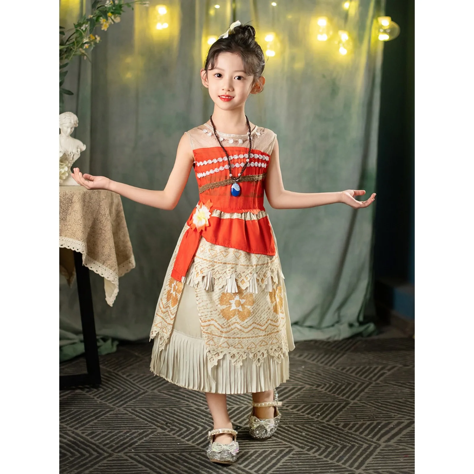 アナヒタ プリンス ドクター 女の子用 パフォーマンス ステージ衣装 モアナテーマ 3-9歳 子供服 春夏スカート