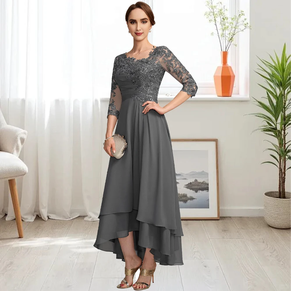 

Customized Exquisite Chiffon Mother of The Bride Dresses Half Sleeve Lace Appliques Formal Evening Gowns 2025
