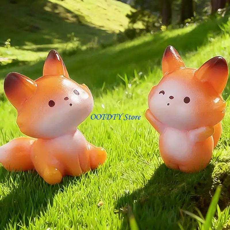 367A Resin Foxes Statue Educational Toy Figures Miniature Foxes Garden Figurines