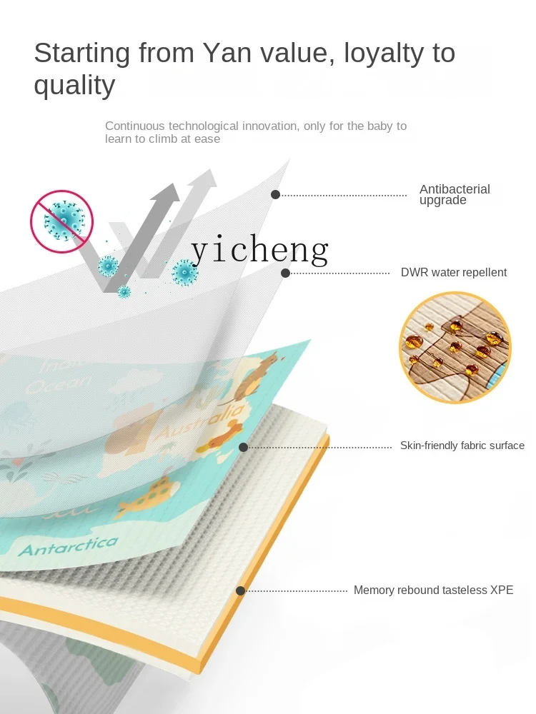Tqh 어린이 크롤링 매트 천 커버, 두꺼운 등산 패드, 가정용 아기 거실 게임 매트