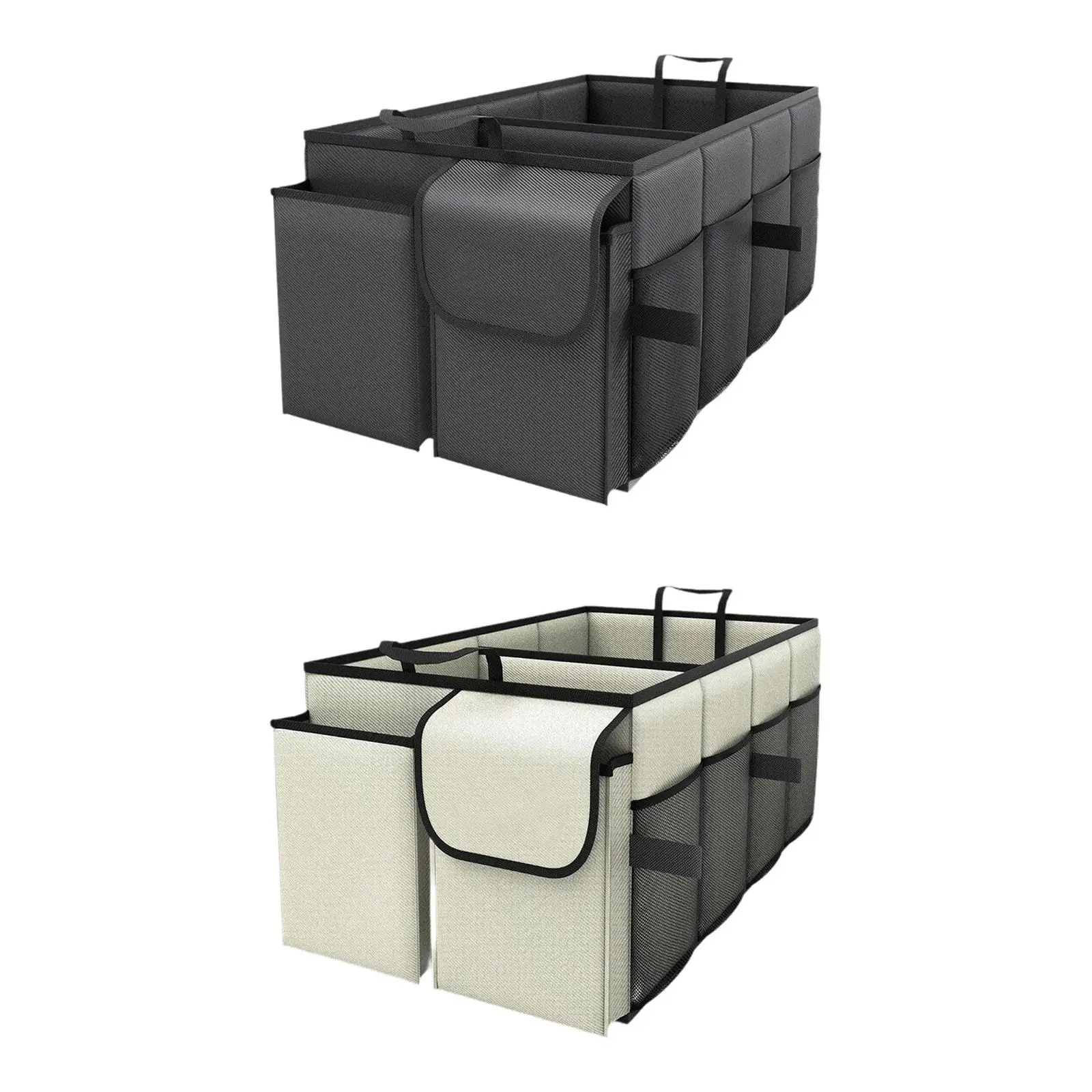 

Car Boot Organizer Polyester Foldable Storage Box with Compartments for Auto Rear Luggage and Cargo