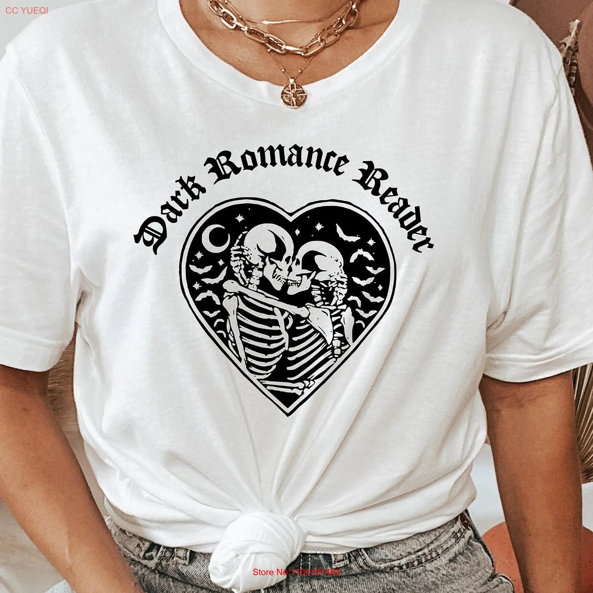 Dark Romance Reader T Shirt Skull Bookish Merch Literary Academia Clothing Alt Bibliophile long or short sleeves