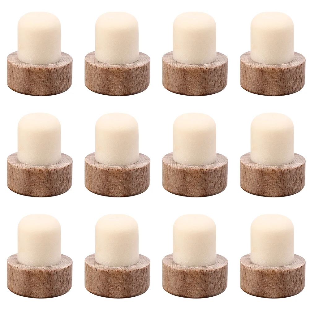 12pcs Glass Stoppers Simple Stoppers Plugs for Bottle (Beige) Bottle Stoppers