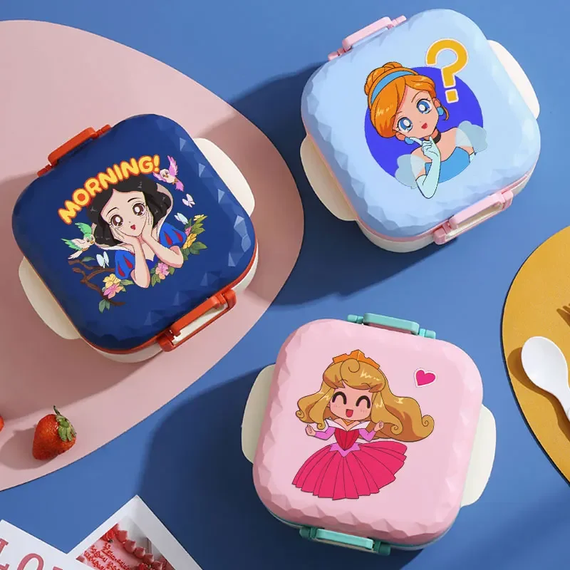 800ml Lunch Box for Disney Princess Ariel Box Can Be Placed in Microwave Spoon Fork Portable Student Office Workers Without BPA