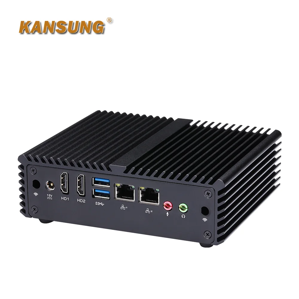 Konsumsi daya rendah 2 LAN 2 HD Intel Pentium J3710 prosesor Quad Core Brasil tanpa kipas 12V X86 papan tunggal Nettop PC Mini