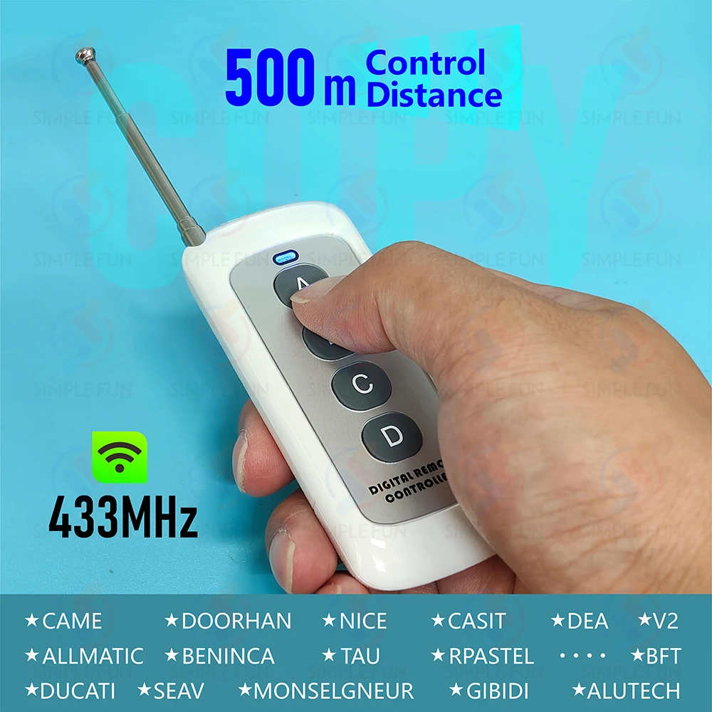 433MHz Copy Remote Control,CAME Nice CASIT DEA TAU,500m Control Distance,Duplicator for Garage Door Clone Function Transmitter