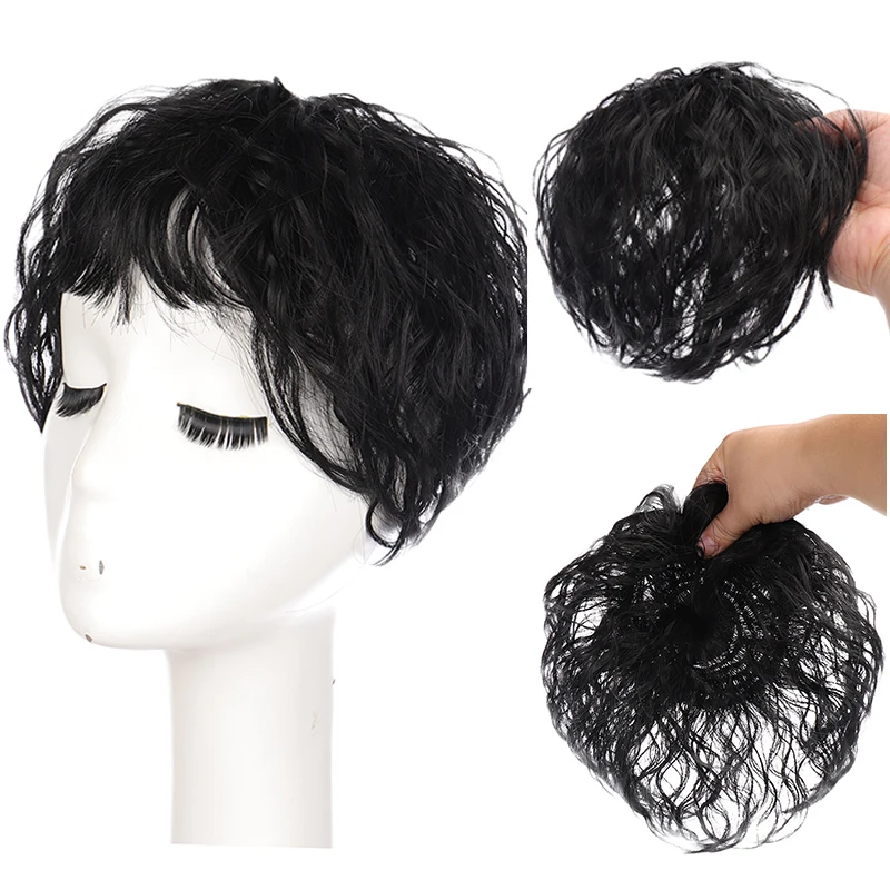 MANWEI Synthetic Wig Natural Extension Hair Clip Fusion Hair Extensions for Women Block Curly Wig Corn Beard