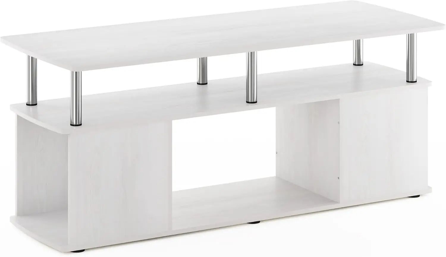 

Jaya Stand for TVs up to 50 Inch with Open Storage, 18.9"D x 47.2"W x 20.12"H, White Oak/Stainless Steel Tube