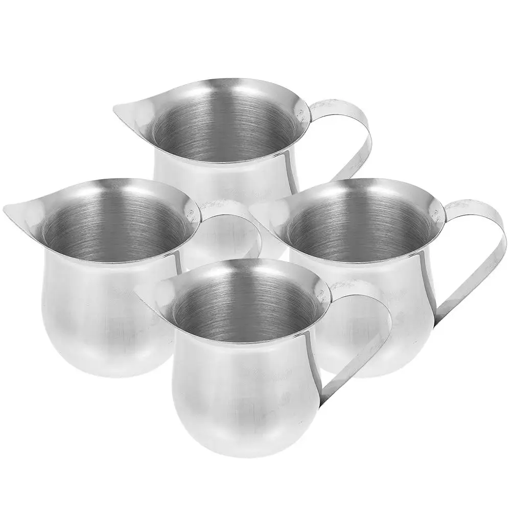 

4pcs Stainless Steel Milk Cup Espresso Pitcher Measuring Coffee Maker Frothing Holder Kitchen Bar Accessories