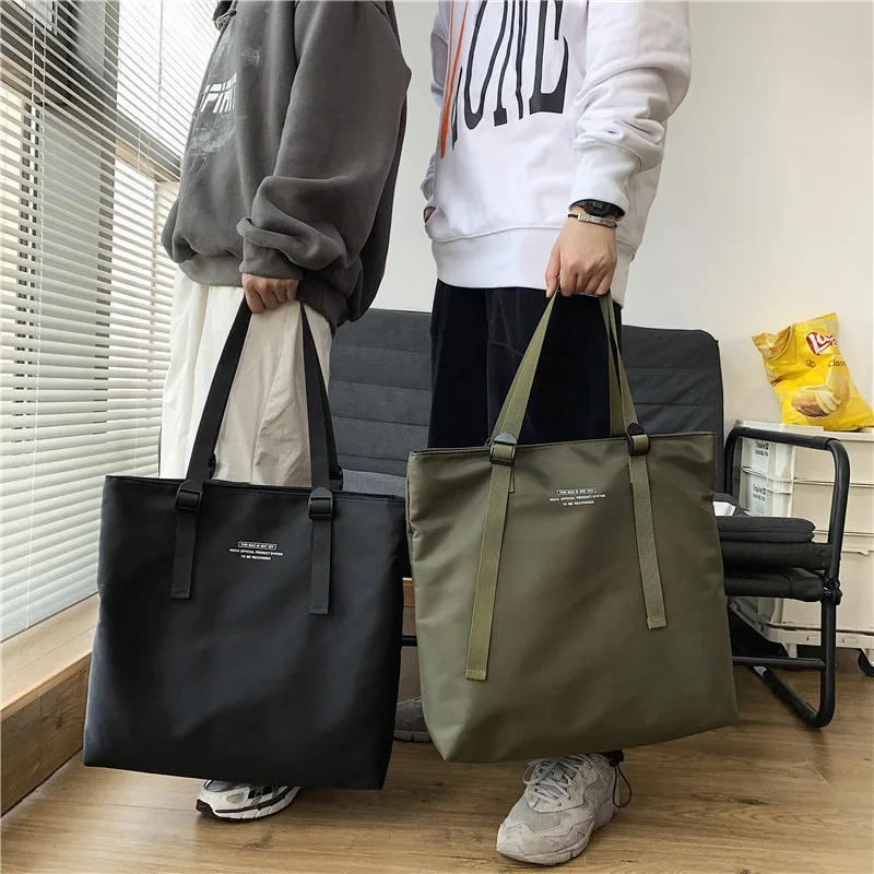 新しい韓国スタイルの大容量メンズハンドバッグトレンディなシンプルな防水クロスボディショルダーバッグコンピュータバッグポリエステルピュアカラー