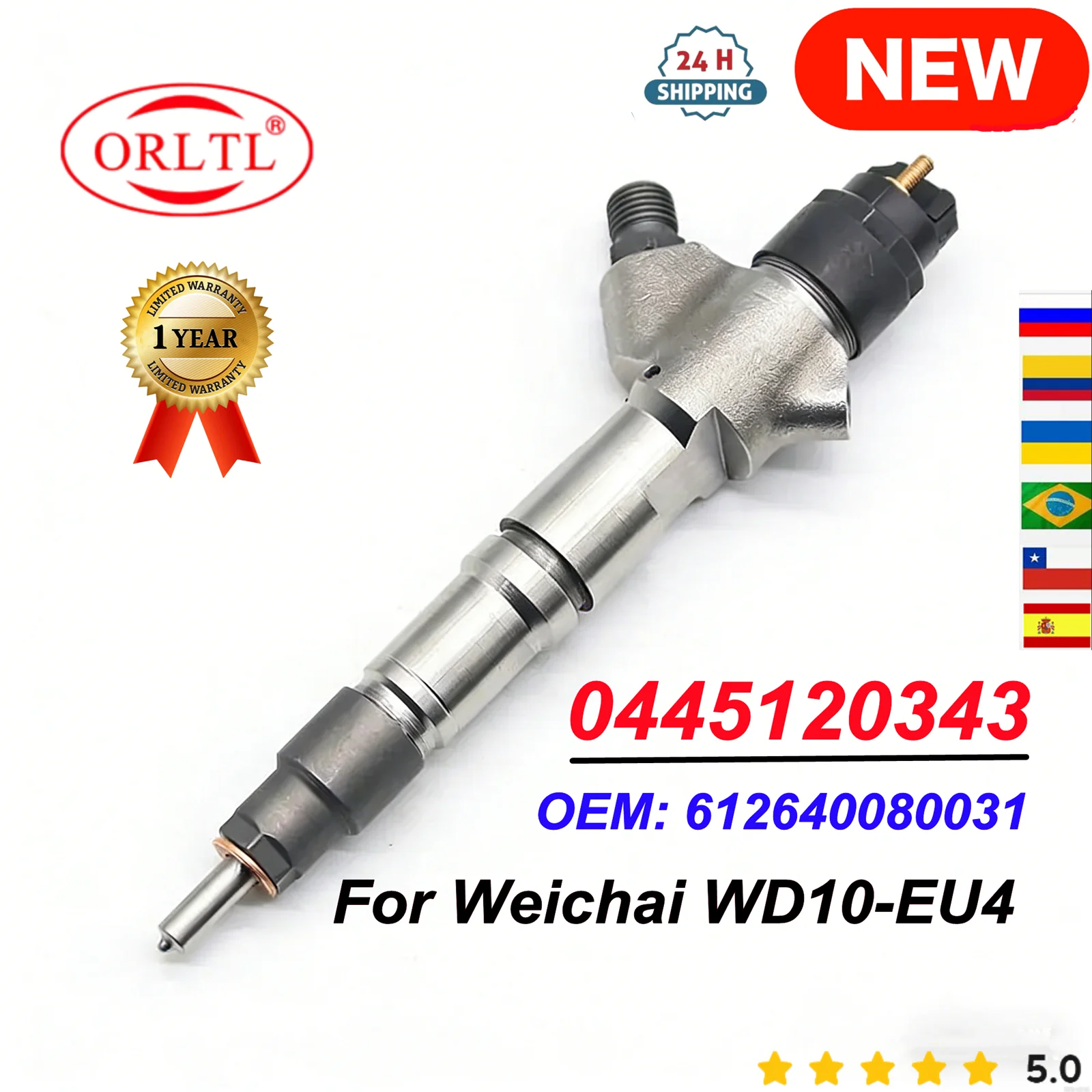 

Форсунка дизельного инжектора Common Rail ORLTL 0445120343 (0 445 120 343, 0445 120 343) для WEICHAI WD10-EU4 612640080031