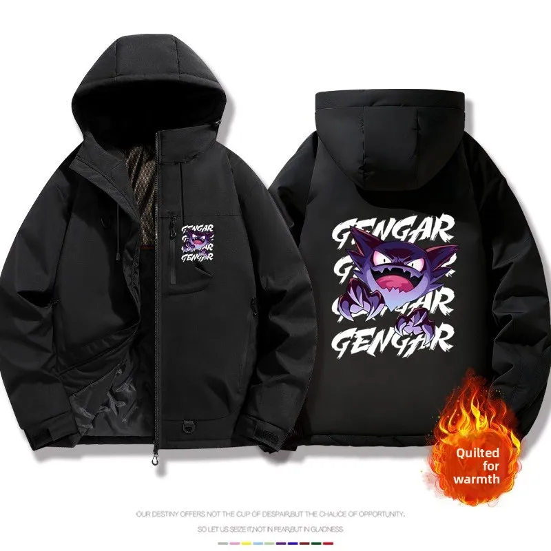 سترة تعاون بوكيمون جينجار الجديدة لعام 2026 - معطف شتوي سميك ومقاوم للماء والرياح ودافئ ومبطن للطلاب والمراهقين بتصميم فضفاض