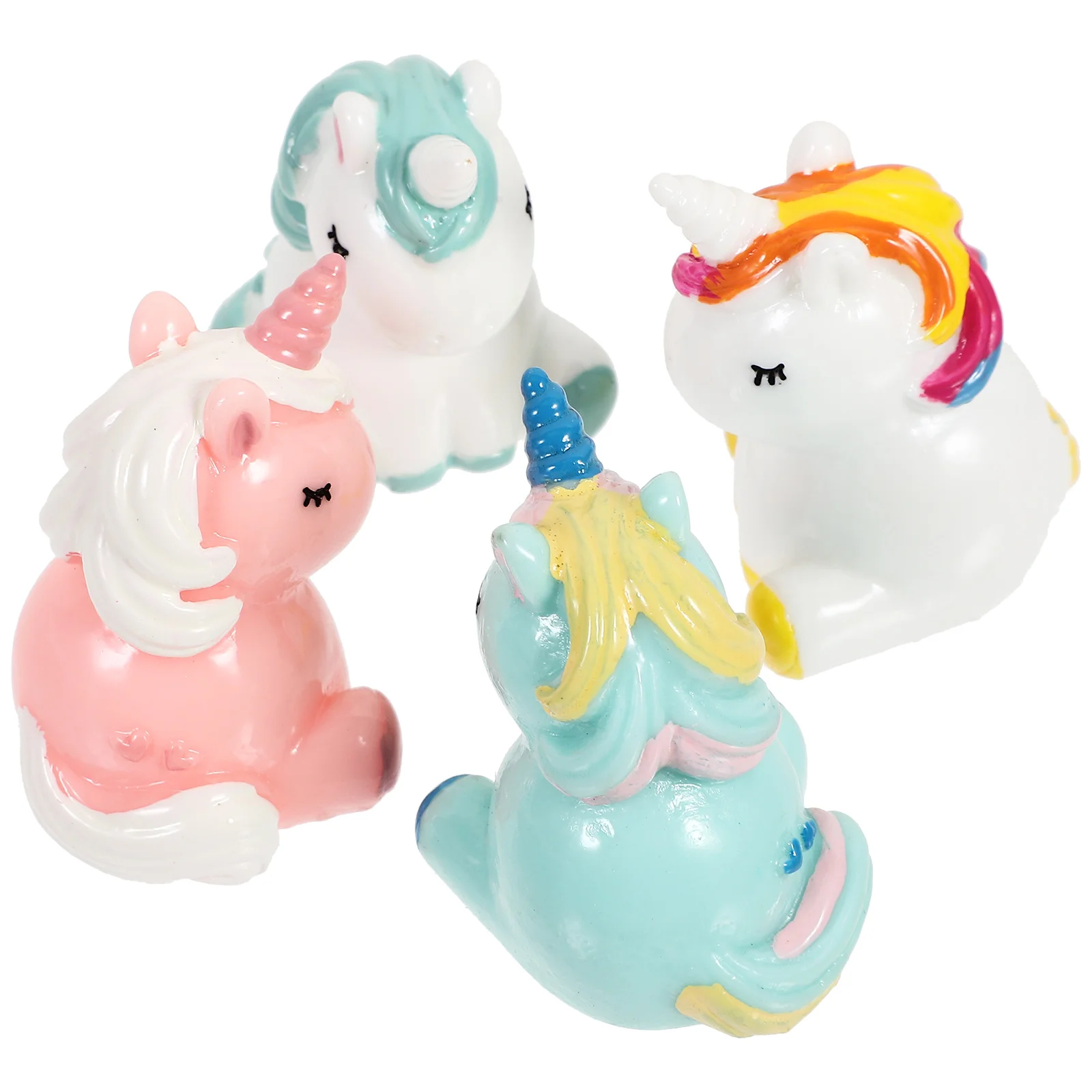

4pcs Resin Micro Landscape Miniature Adorable Statue For Cake Decor Garden Miniature Unicorn Ornament Decorative Accessories
