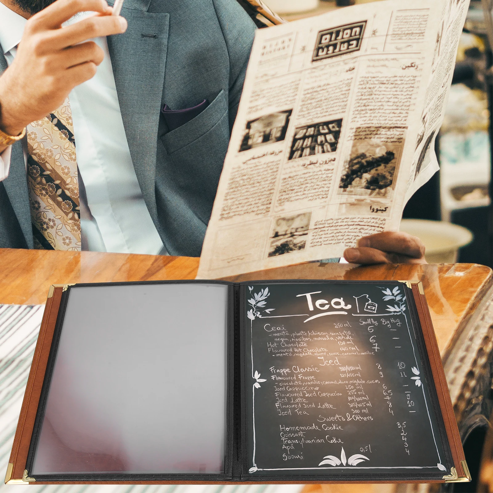 Transparent PVC Restaurant Menu Covers Clear Recipe Book Binder for Hotels Bars Protective Sleeves Easy Clean Menu Booklets