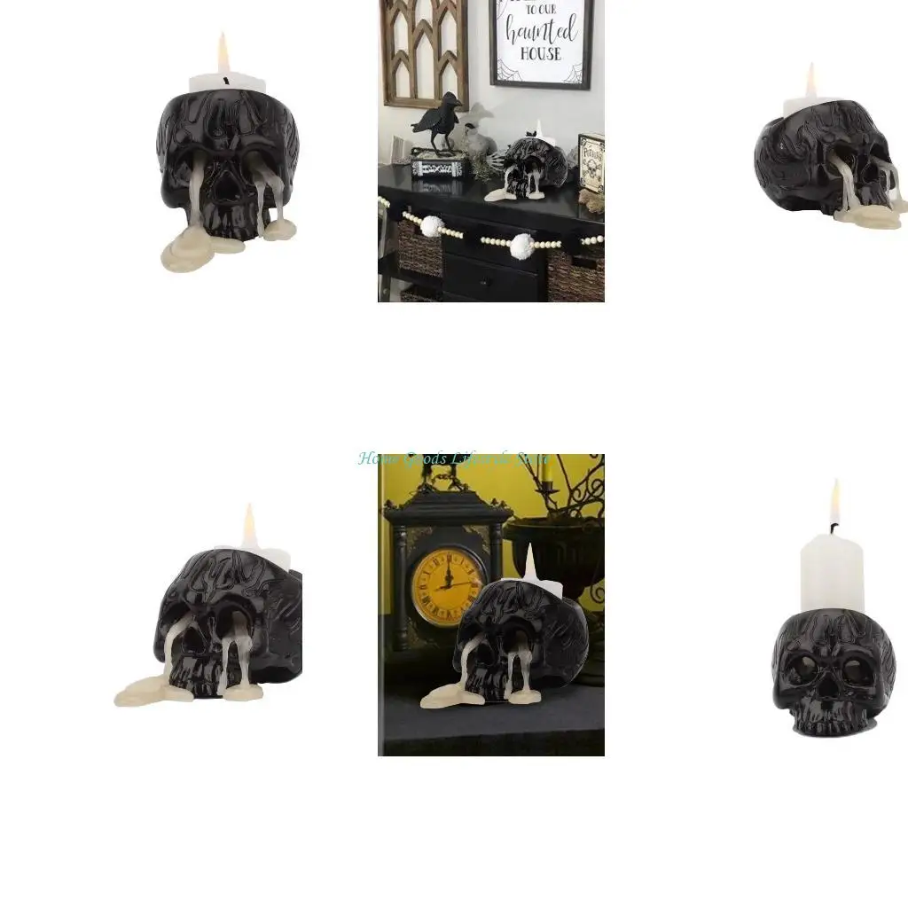 E74E Skull حامل شمعة القوطية ديكور زاحف ومخيف المنزل القوطية ديكور هدية هدية #1