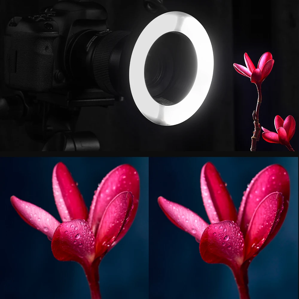 Godox MF-R76 ماكرو LED مصباح مصمم على شكل حلقة 5000K RING76 ماكرو عن قرب Speedlite ضوء فلاش لكانون نيكون 6D 7D 60D 70D كاميرات DSLR