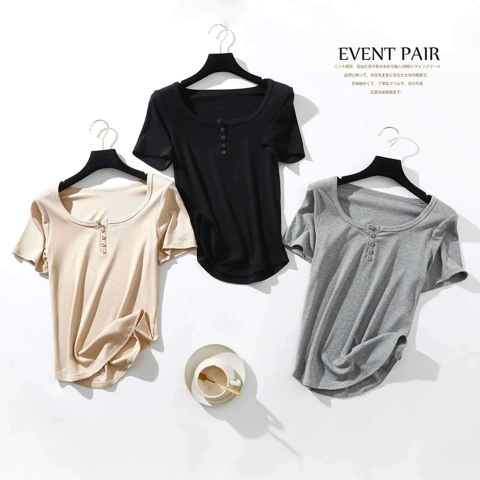 Threaded Cotton Pajamas Button Sleeveless T-shirt Round Neck Top Women Clothes Solid Color Bottoming Shirt Slim Blouse Summer