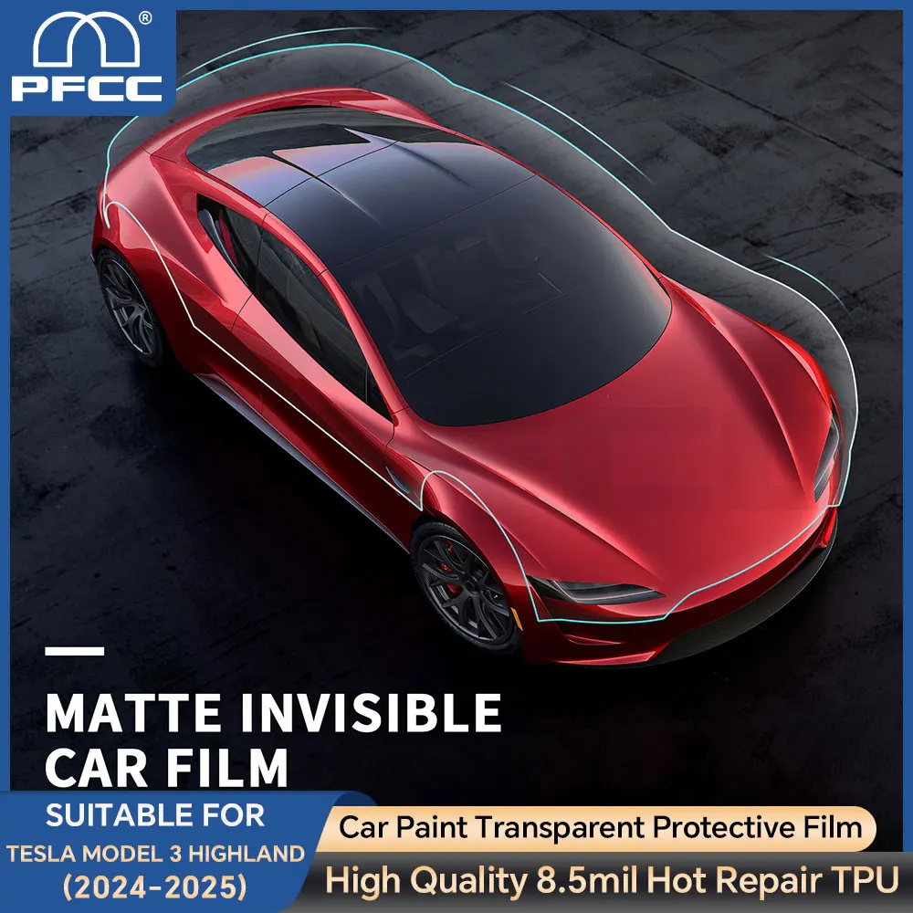 

For Tesla Model 3 Highland 2024 Full Car Precut 8.5mil Matte TPU Paint Protection Clear Film Kit Sticker Auto Decal Accessories