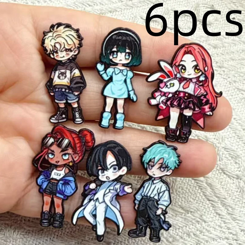 6pcs Alien Stage Cartoon Character Enamel Pins Set Mizi Sua till Ivan Hyuna Luka Metal Brooches for Backpack Accessories