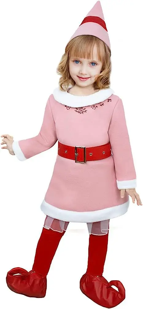 Christmas Buddy Elf คอสเพลย์เครื่องแต่งกาย Santa Claus ชุดสีเขียวสําหรับเด็กผู้หญิงชุดสีชมพู Elf ฮาโลวีน Carnival ปีใหม่ Xmas เสื้อผ้า