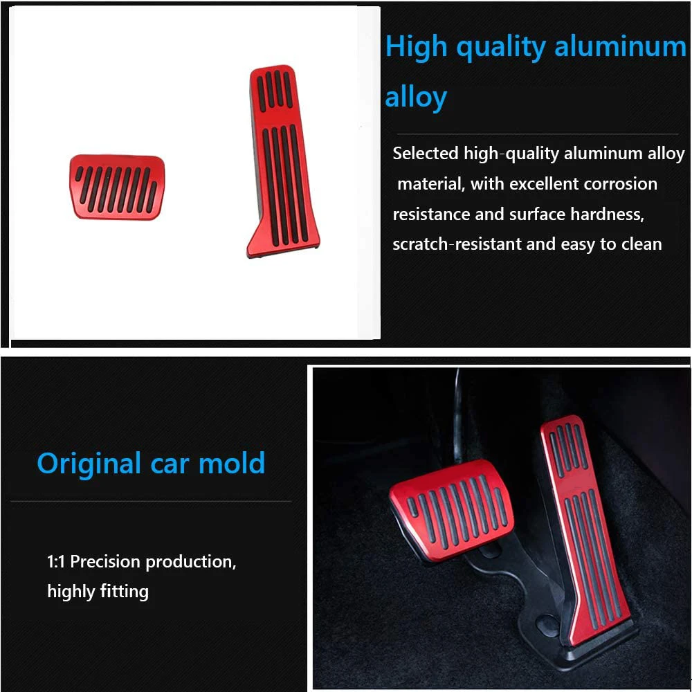 Aluminium Alloy No Drilling Accelerator Pedal Covers,Brake Foot Pedal Pads 2 Pcs(Red) For Mazda 2 3 6 CX-3 CX-5 CX-9-A08Q