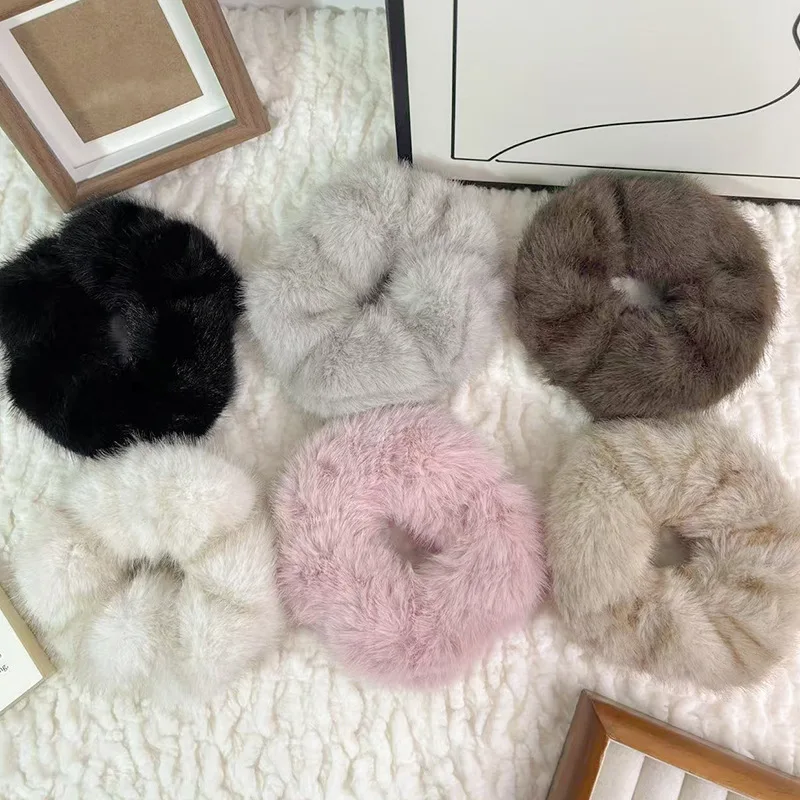 Retro Elegant Soft Plush Hairbands Women Female Elastic Rubber Bands Hair Ties Ropes Sweet Elegant Headwear Styling Accessories