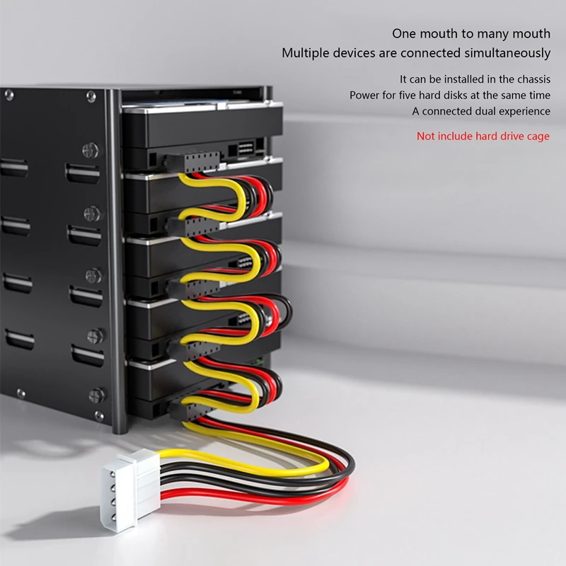 SATA Power Cable Splitter Cable 1 To 5 Hard Drive Disk Cable 4 Pin To 15 Pin Power Supply Splitter Cable Cord