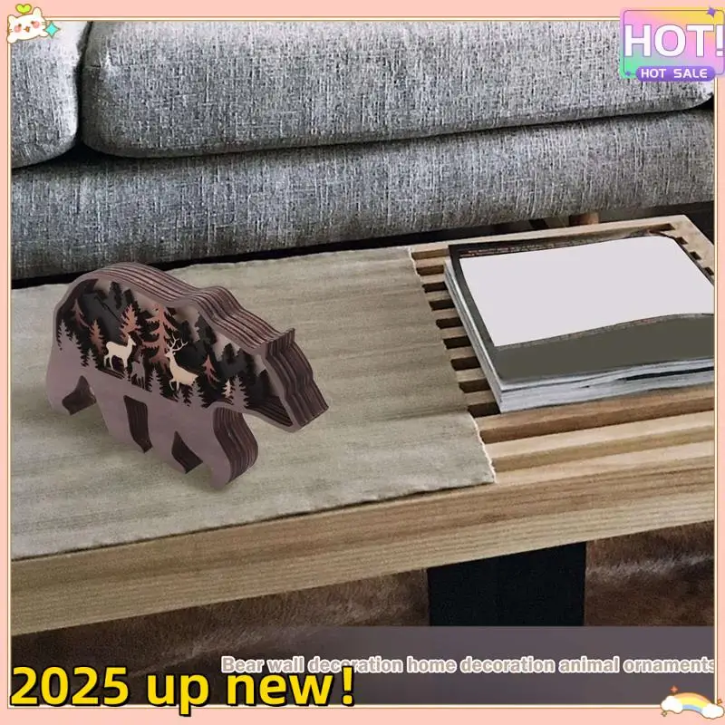 L47anew!-Dekoracja ścienna z niedźwiedziem i jeleniem, dekoracje z niedźwiedziem do domu, dekoracja ścienna z niedźwiedziem, rustykalny wystrój domu, wystrój kabiny