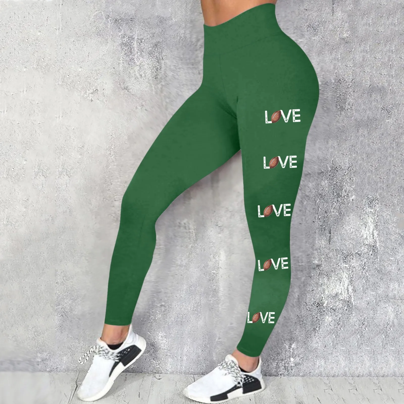 Love Printed Sport Leggings para mulheres, cintura alta, push up, ioga calças, ginásio de fitness, calças justas