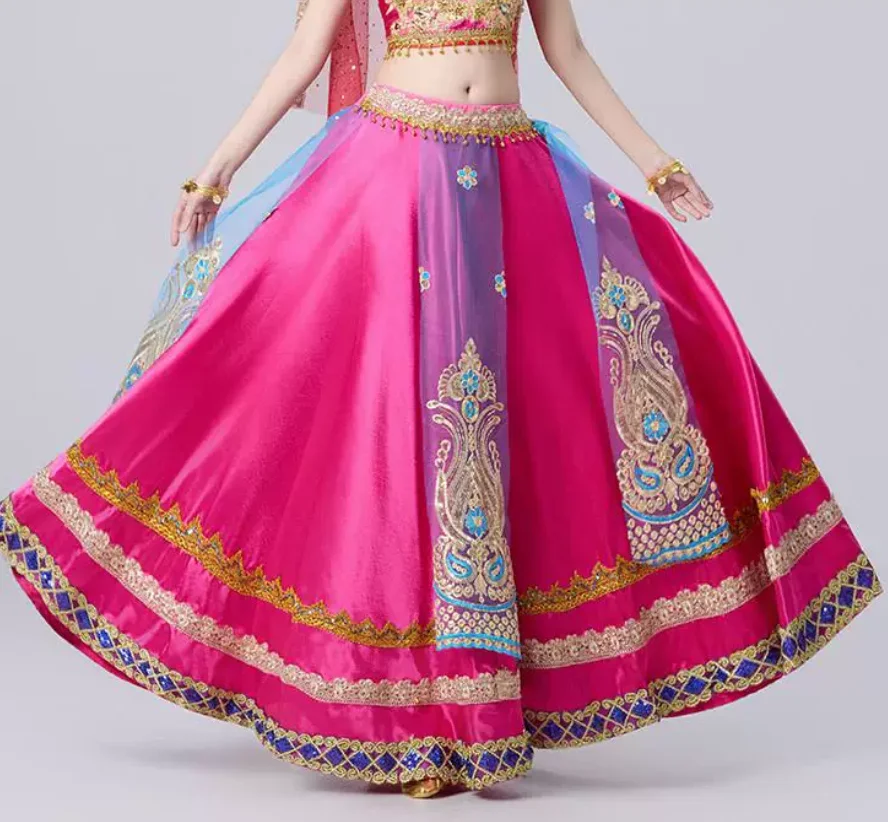 Retro Exotic Indian Dance Costume Floor-Length Skirt Set view 5