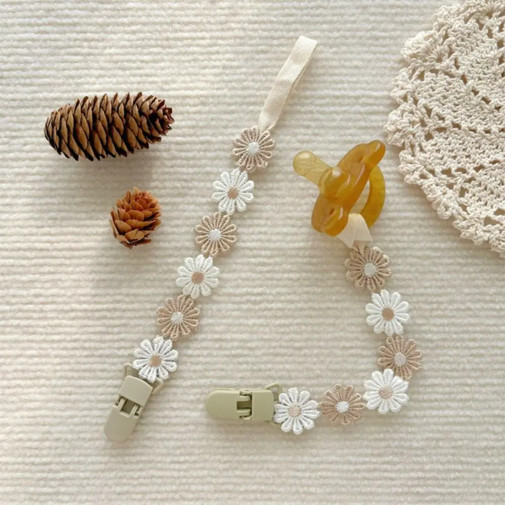 Cute Daisy Baby Pacifier Chain Flower Adjustable Soother Holder Teether Toys Straps Dummy Clips Nipple Holder Clips Baby view 4
