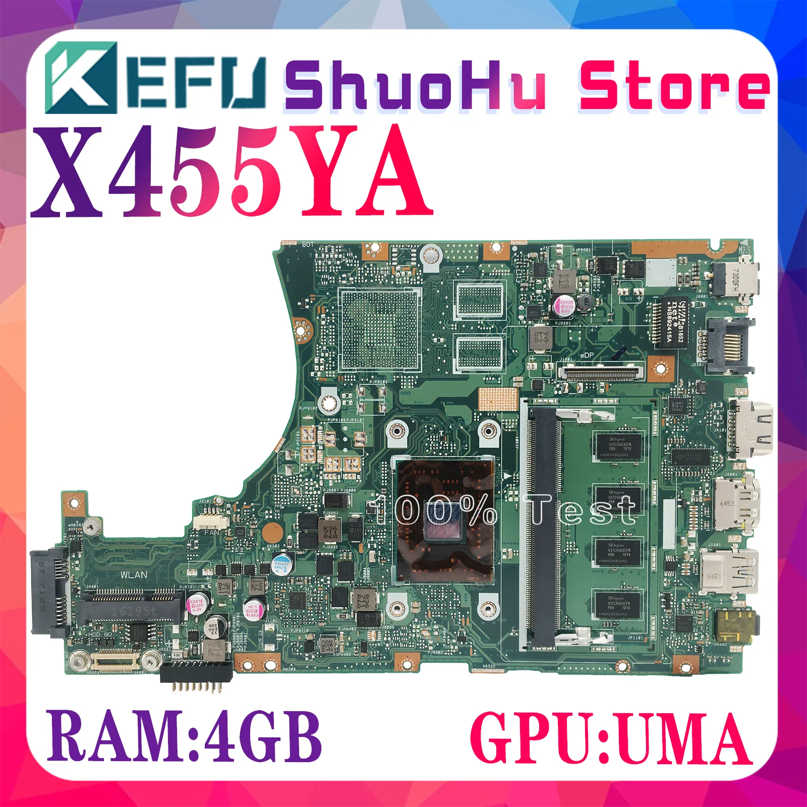 

X455YA Notebook Mainboard For ASUS X455Y X455YI K455Y R455Y F455Y A455Y R454Y Laptop Motherboard AMD GPU:UMA RAM:4GB 100% Test