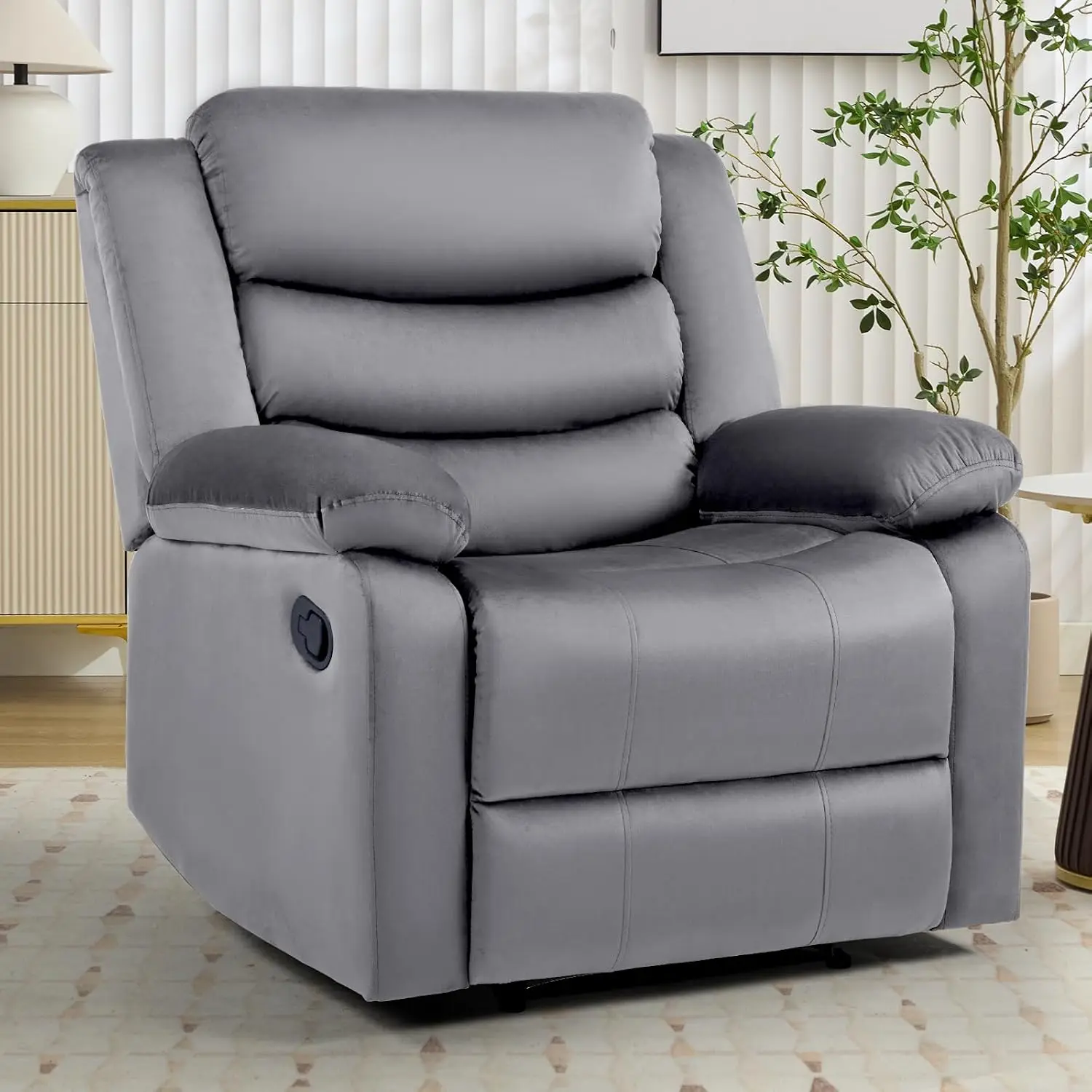 Manual Recliner Chair for Adults, Upholstered Fabric Sofa Chair with Overstuffed Arms and Back, Manual Single Sofa, Customized