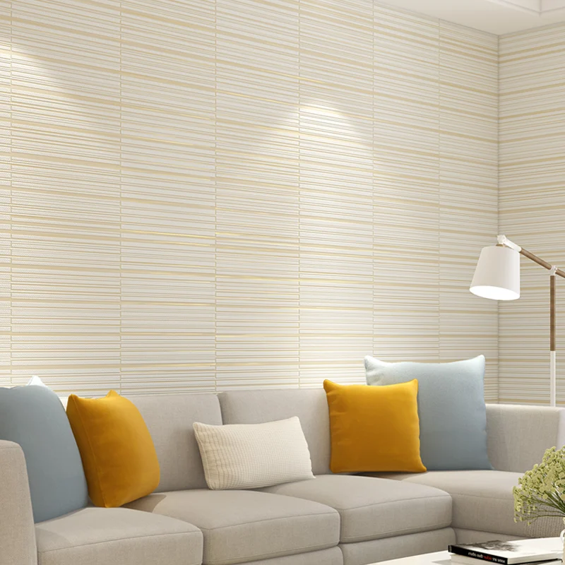 

Modern Minimalist Striped Non-Woven Wallpaper Nordic Living Room Dining Room Sofa Background Beige Wall Paper 3D Grey