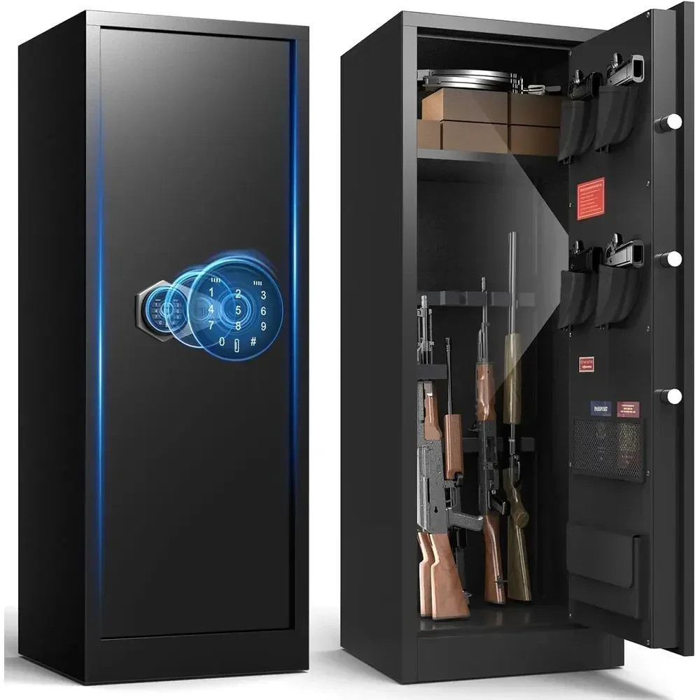 

Firearms Storage Cabinet for Rifles and Shotguns with Dual Alarm, Removable Shelves, Suitable for Home Office or Bedroom, Assemb