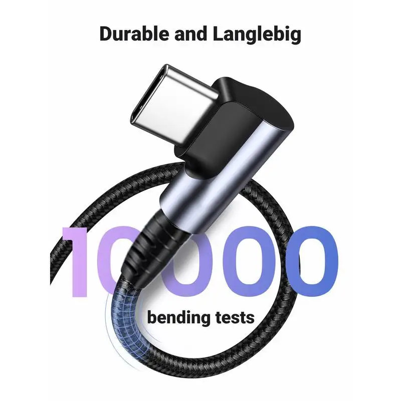 USB C الحبل نوع C كابل شحن قصير 90 درجة محول الحبل الزاوية اليمنى كابل بيانات 6A شحن سريع C الحبل للكمبيوتر والكمبيوتر المحمول