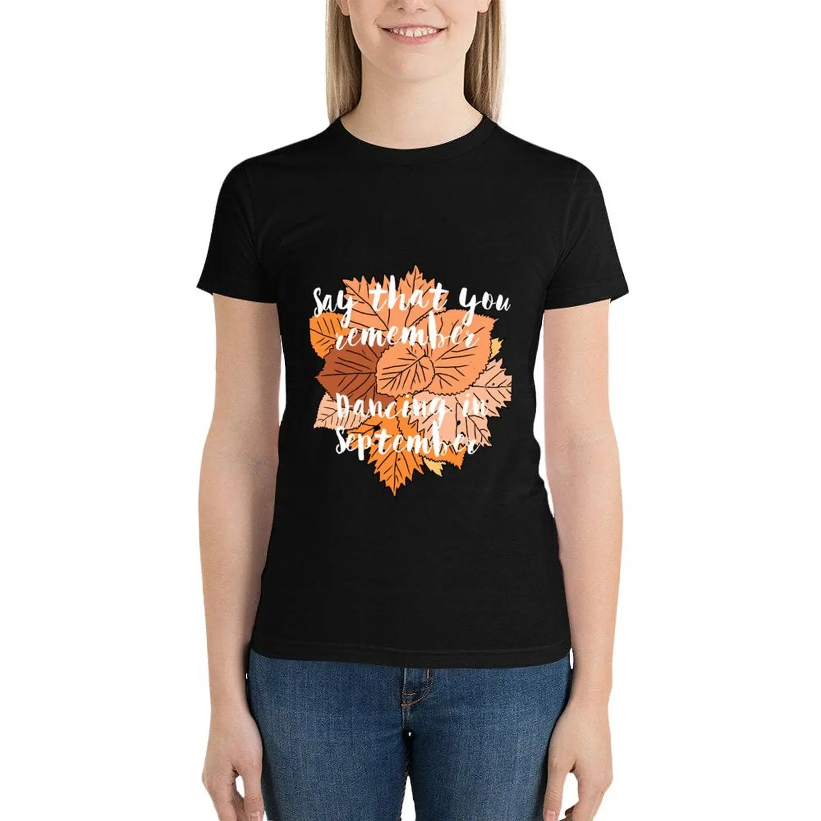 (White)Earth, Wind and Fire Say that you remember dancing in September Autumn/Fall dried fallen leaves seasonal design T-Shirt