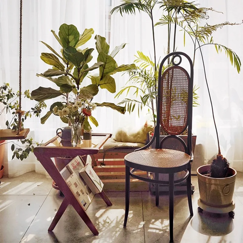 Restaurant einfacher Einzelsofastuhl antiker Rattan fauler Freizeitstuhl