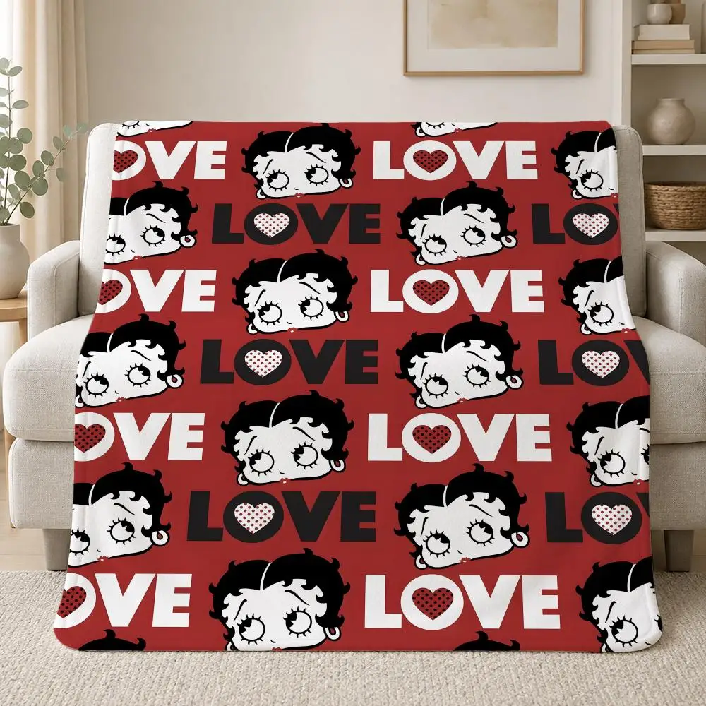 Iconic Vintage Cartoon Character Betty Boop Throw Soft Plush Flannel Throw Blanket Sofa Bed Travel Home Decor