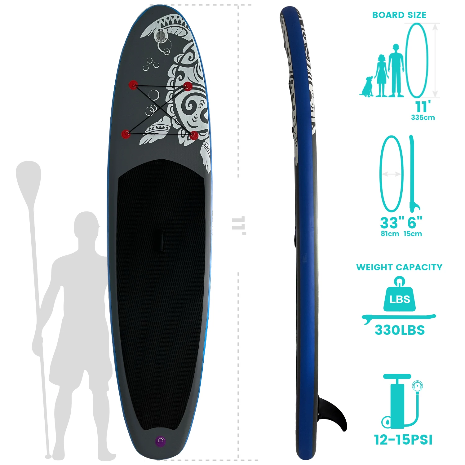 US Free ShippingRed 11'6" Inflatable Stand Up Paddle Board Koi Sup Surfboard Bag Surf Board with Accessories