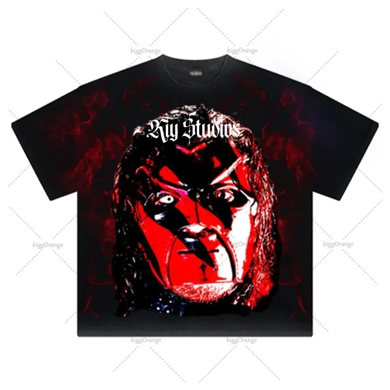 

Панк-трендовая брендовая уличная одежда Готический хип-хоп Рок Ретро Череп Графическая футболка Мужская High Street Harajuku Свободный повседневный топ большого размера