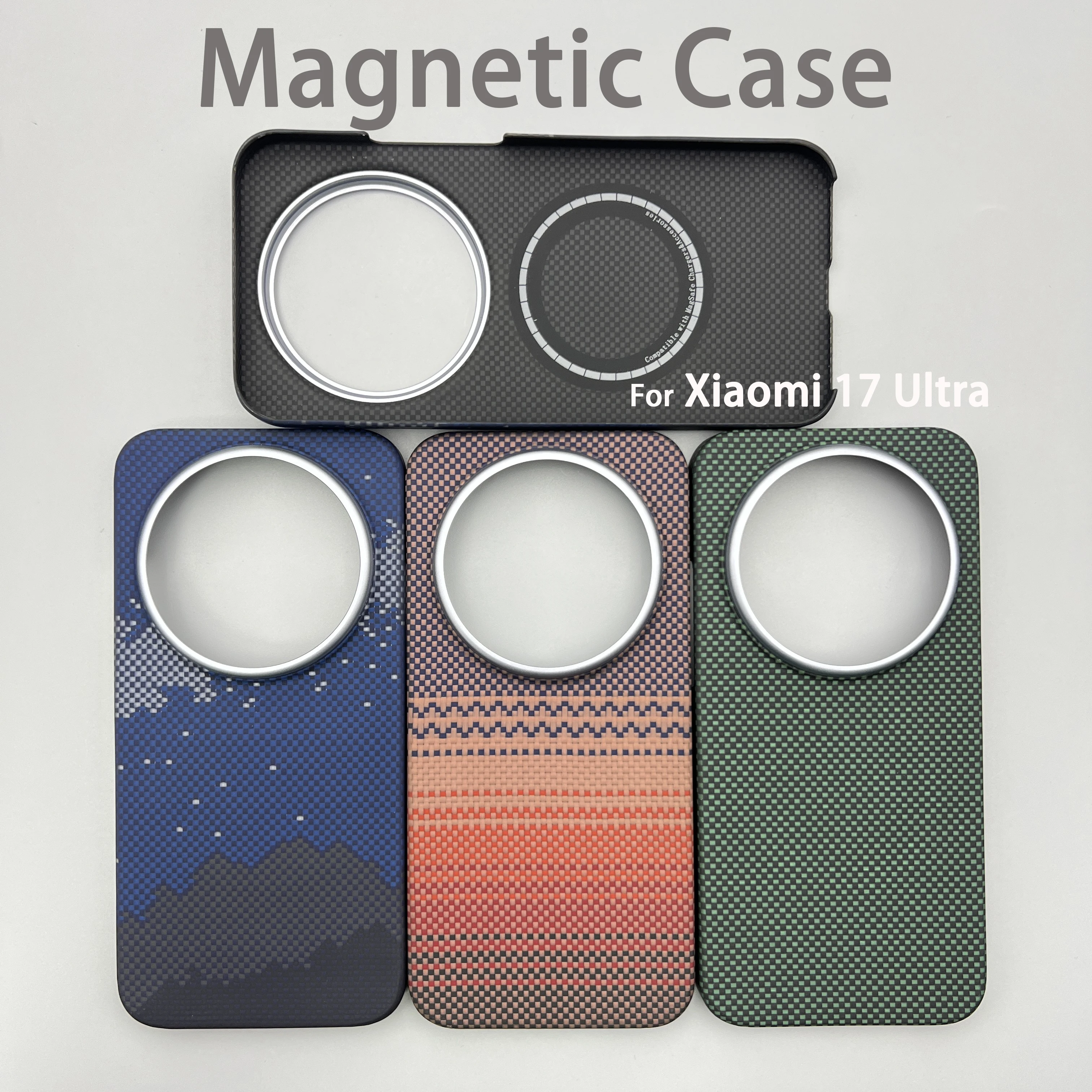 

Kevlar aramid fiber phone case magnetic suction black, red, green, lightweight for Xiaomi 17 Ultra