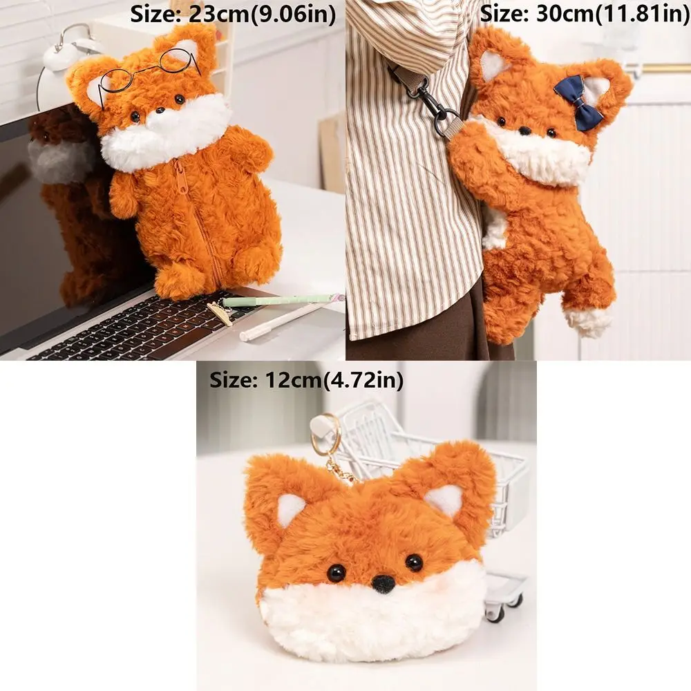 Cartoon Fox Shoulder Bag Handbag Kawaii Fox Plush Doll Crossbody Bag Cute Coin Purse Messenger Bag