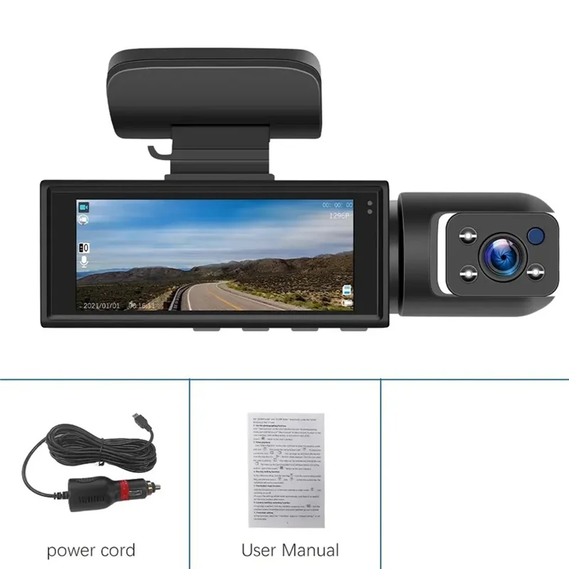 

Classy-Car Recorder 3MP Car Front+Car+Wifi HD Dual Lens Dual Recording IR Night Vision 3 Meter Car DV Camera Recorder