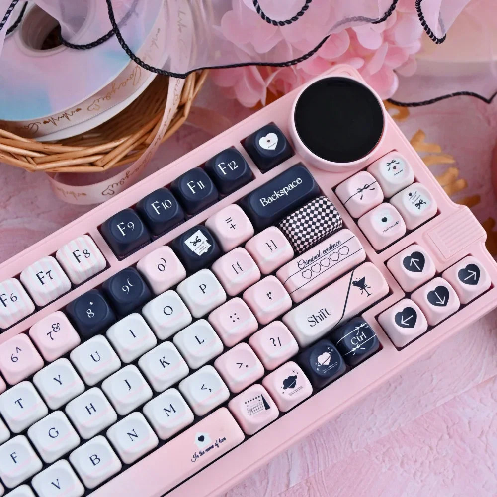 GEFENSI MOA Keycap PBT 118 Keys Thermal Sublimation Maiden Black & White For 60/64/84/98/108 Gaming Mechanical Keyboard MX Switc