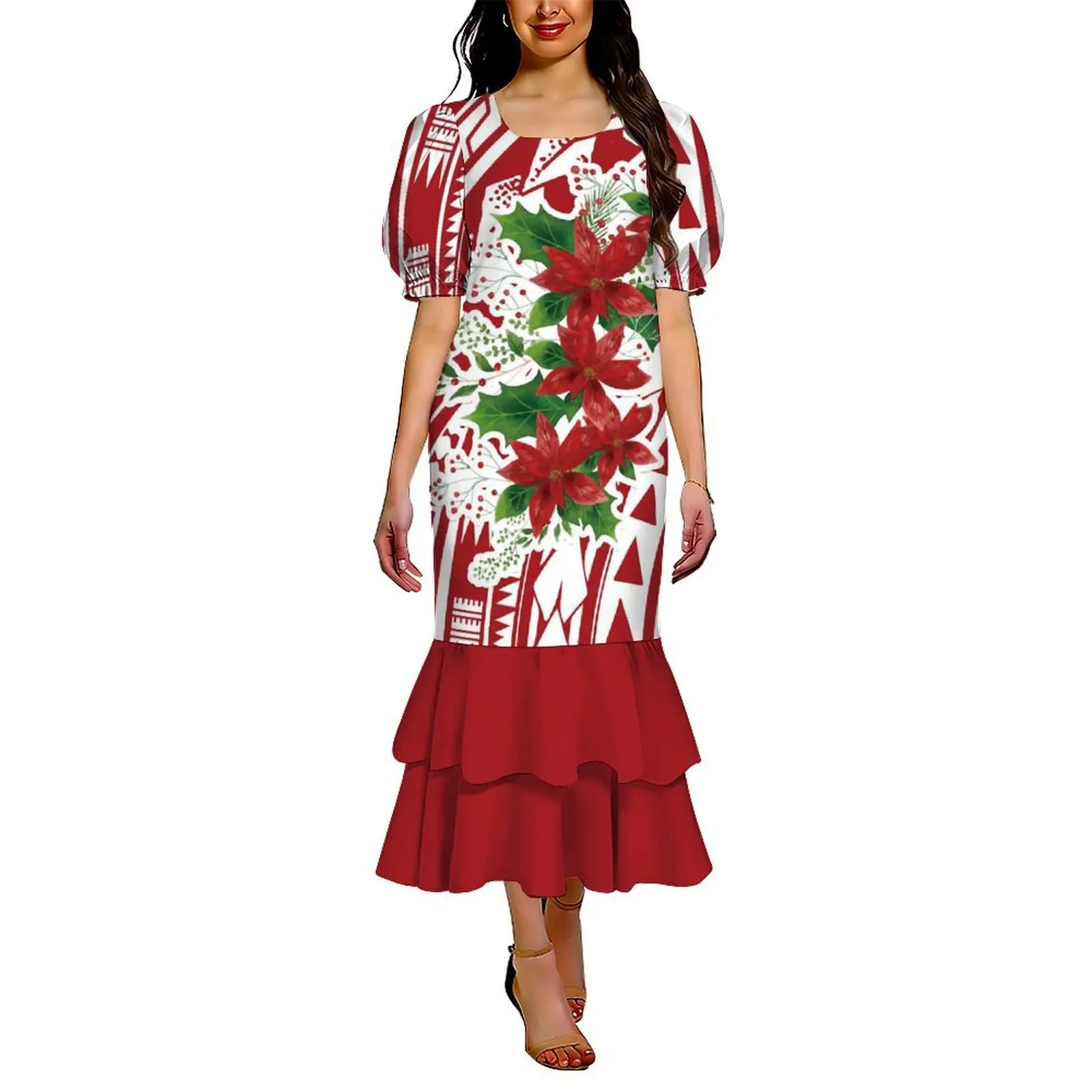 

Polynesian Island Custom Women'S Momu Stylish Loose-Fitting Dress Pacific Island Custom Knee-Length Dress